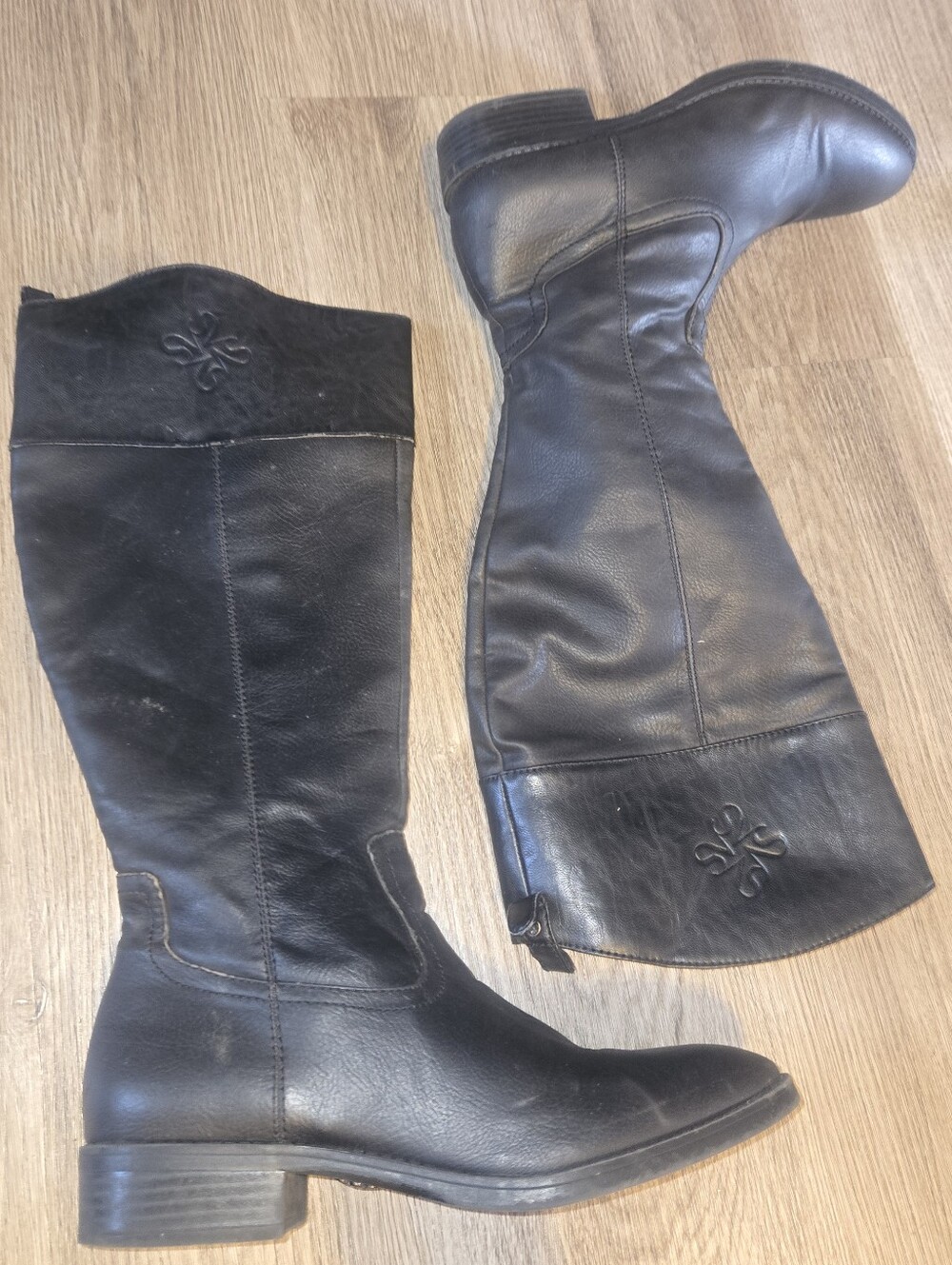Vera Wang Black Leather Over-the-Knee Boots